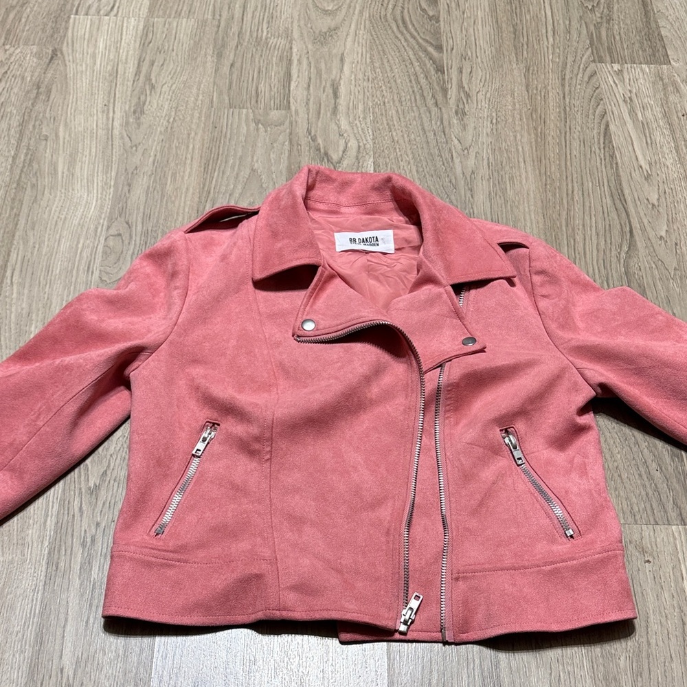 BB Dakota Pink Suede Moto Jacket